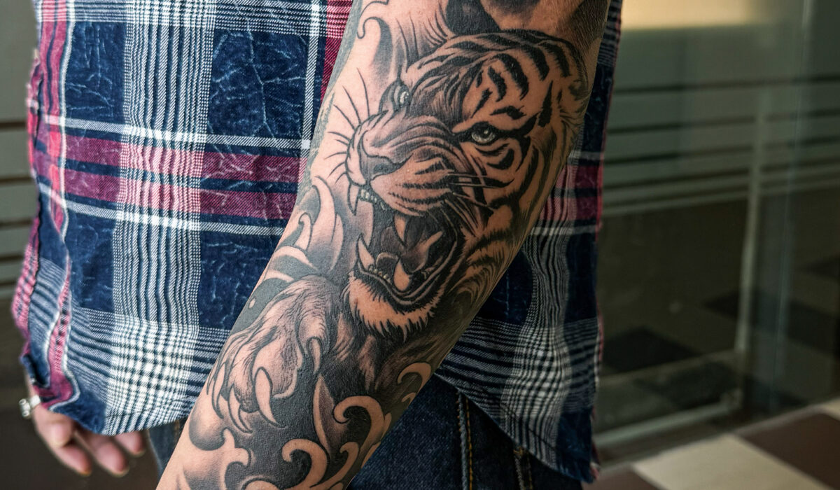 Custom tiger tattoo created for a Tattoo Ink Master client