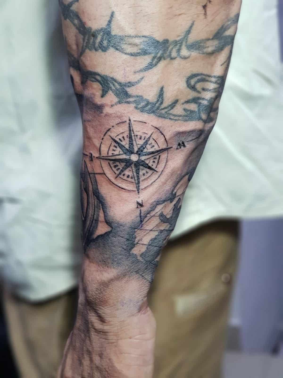 Anchor Compass Tattoo 001
