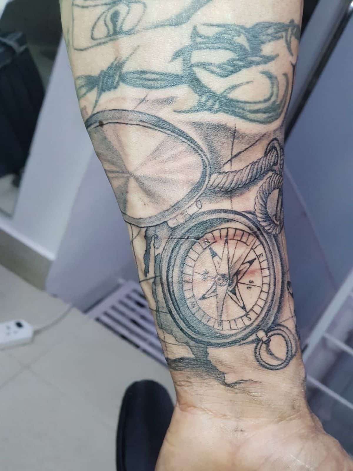Anchor Compass Tattoo 028