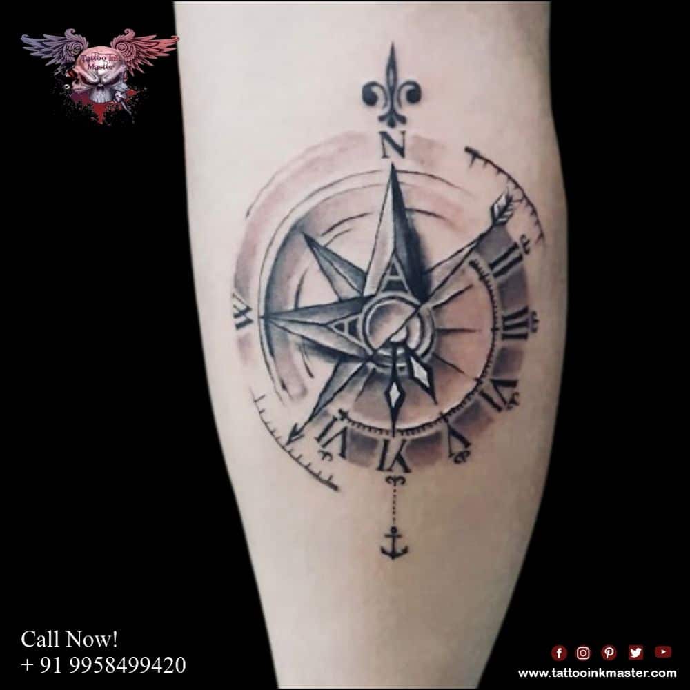 Compass Tattoo🔥 📌Fun Fact: A compass arrow tattoo represents going  forward in a new direction or starting a new chapter in life. A... |  Instagram