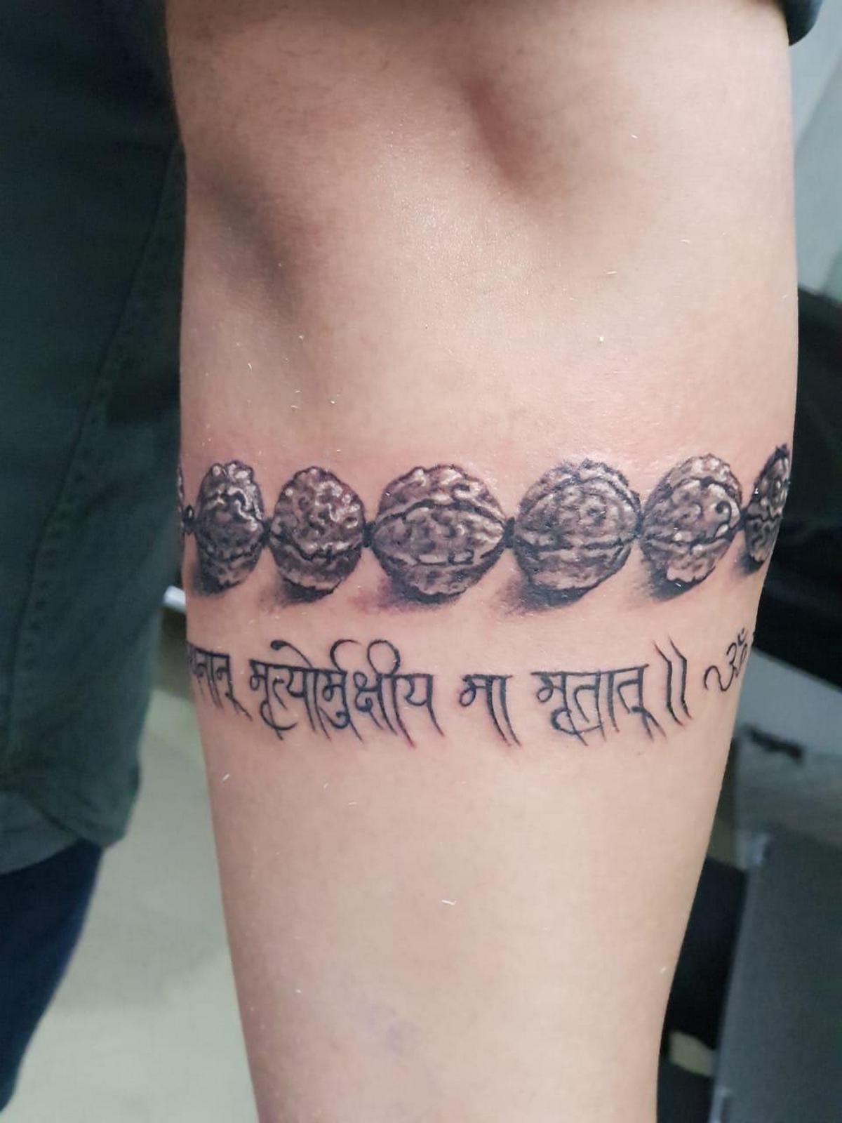 Rudraksha Maha Mrutyunjay Mantra Band Tattoo