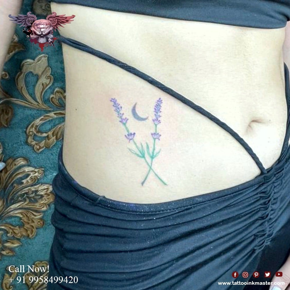 Lavender flowers and vines tattoo