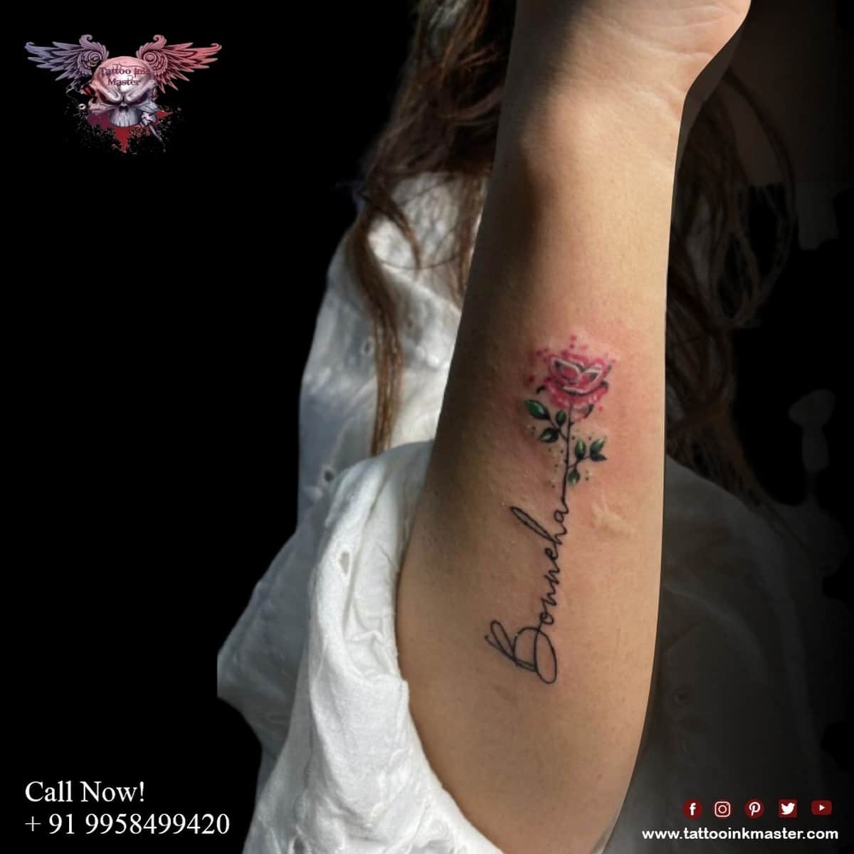 Rose Tattoo with Name on Hand | Tattoo Ink Master