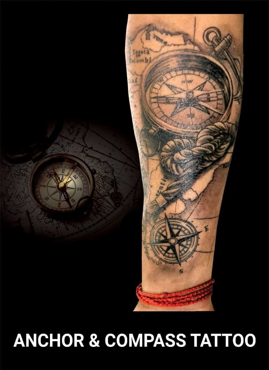 Anchor & Compass Tattoo
