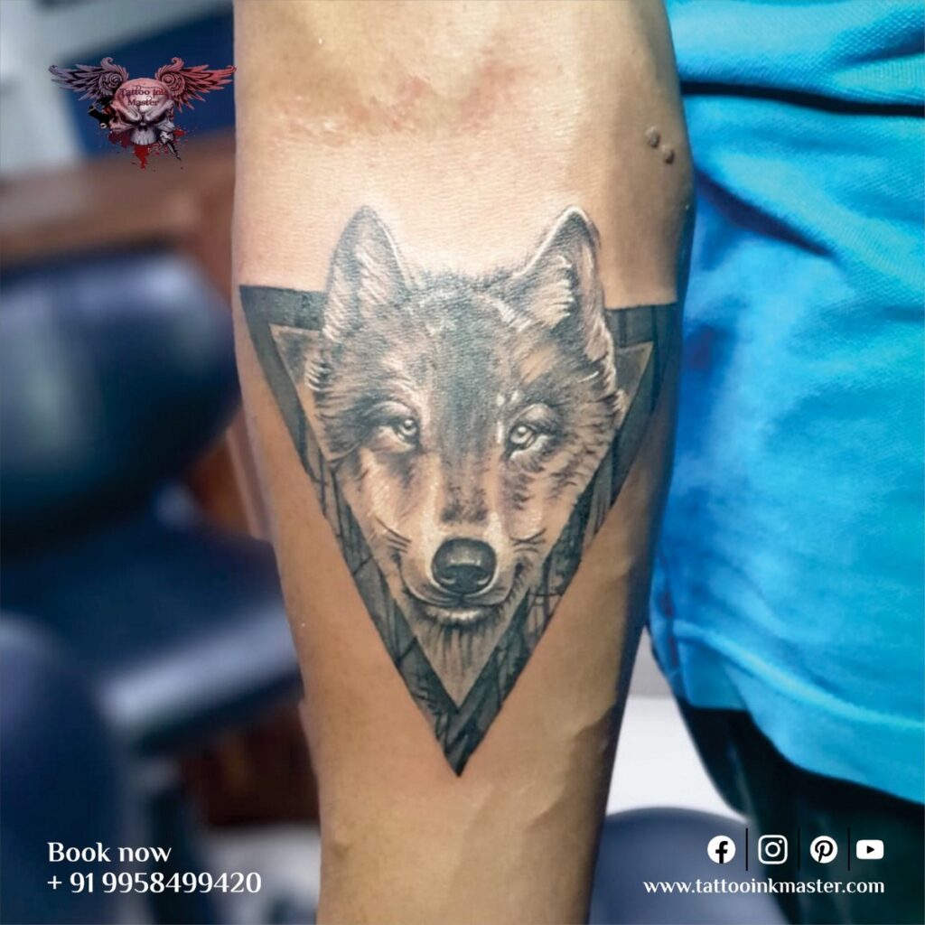 Attractive Wolf Face Tattoo for Hands | Tattoo Ink Master