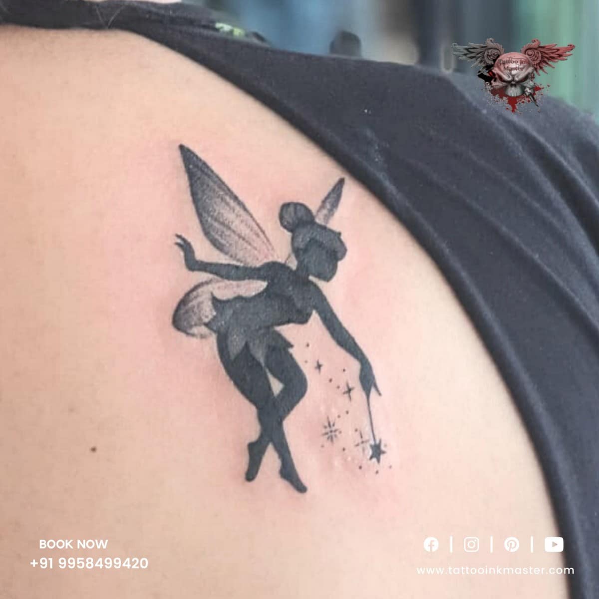 You are currently viewing Cute Looking Angel Tattoo in Black