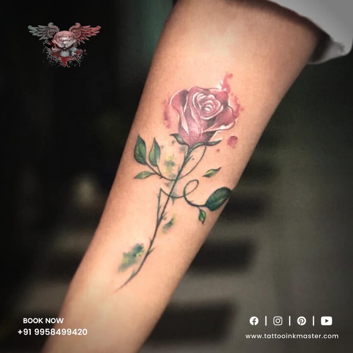 Black and Grey Rose Tattoo Design – Tattoos Wizard Designs