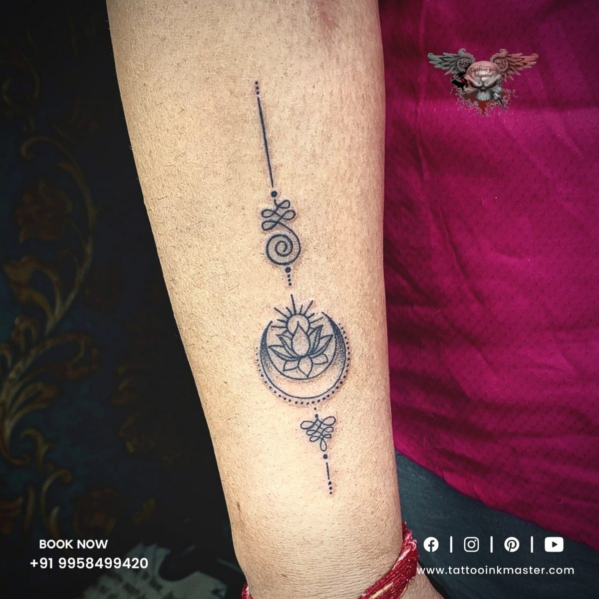 Beautiful Designer Tattoo With Sun and Lotus | Tattoo Ink Master