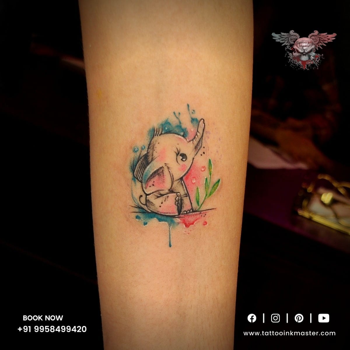 Micro Realism Elephant Tattoo - Deanna Lee – Vic Market Tattoo