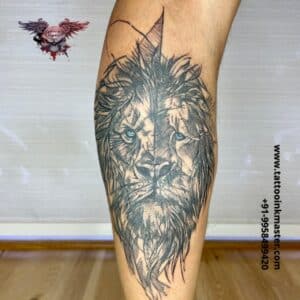 Read more about the article Bold Blue Eyes Lion Tattoo from Tattooinkmaster
