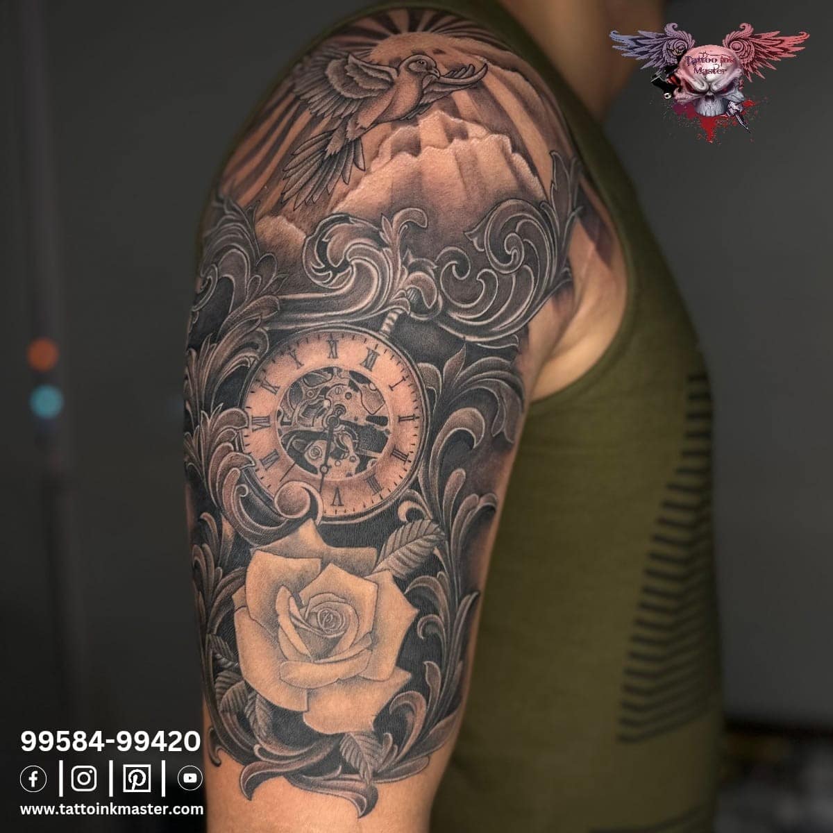 Pocket Watch And Rose Tattoo | Tattoo Ink Master-anthinhphatland.vn
